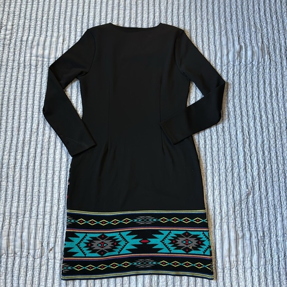 Boston Proper Sweater Knit Sheath Dress Long sleeve Aztec Tribal print size 4 - Picture 10 of 14